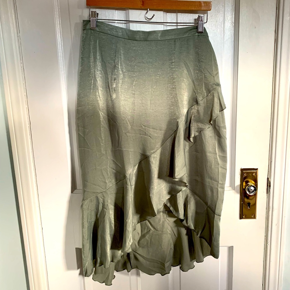 Nasty Gal Sage Green Satin Skirt